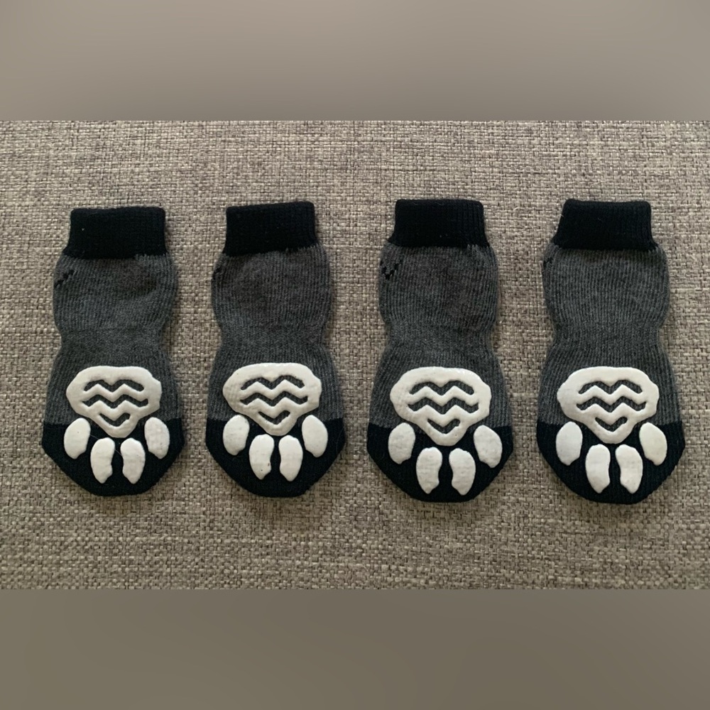 Gray & Black Dog Socks With Paw Protection